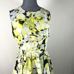 Bar III Women's Size S Yellow Floral Skater Dress
